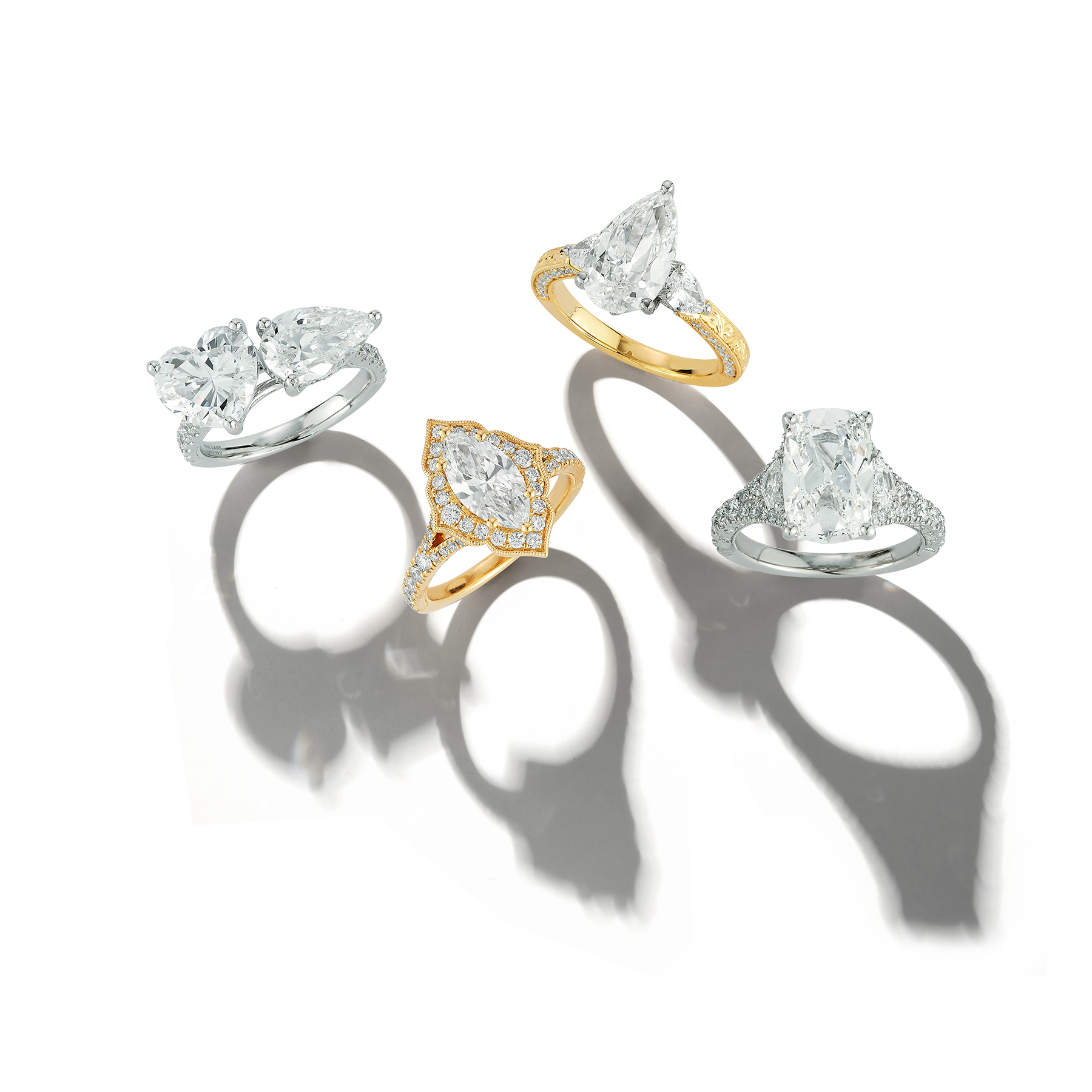 Diamond and gemstone bridal rings